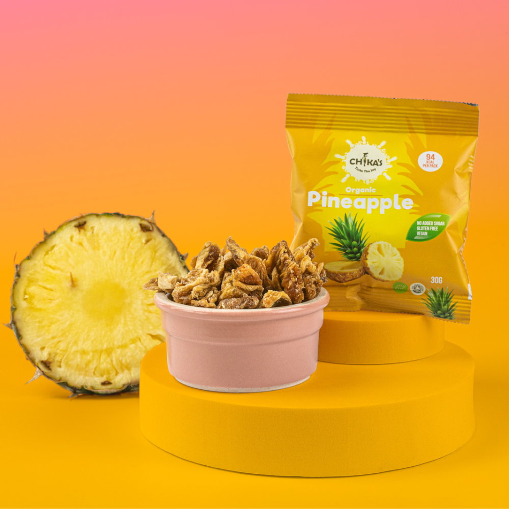 CHIKA'S Organic Dried Pineapple - Naturally sweet and chewy organic dried pineapple slices.