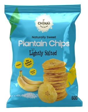 
                  
                    Load image into Gallery viewer, CHIKA&amp;#39;S Lightly Salted Plantain Chips - Crispy plantain chips seasoned with a light touch of a sea salt.
                  
                